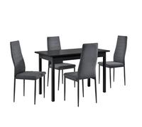 Helloshop26 Table de Salle à Manger de Cuisine 120 cm avec 4 chaises MDF Acier Noir et Gris 03_0004249