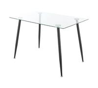Helloshop26 Table de Salle à Manger Verre trempé Acier 75 x 110 x 70 cm Noir 03_0008702