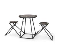 Helloshop26 Table Haute Cuisine avec Tabouret Table Bar Industrielle Pliable Mange Debout 2 Personnes Compact pour Cuisine Salle à Manger Salon Bistro Gris 20_0005135