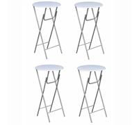 Helloshop26 Table Haute Mange Debout Bar bistrot 4 pièces avec Dessus de Table en MDF Blanc 0902034