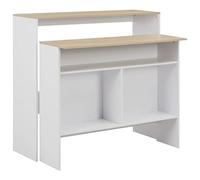 Table haute mange debout bar bistrot avec 2 dessus de table blanc 130 cm Blanc