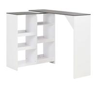Helloshop26 Table Haute Mange Debout Bar bistrot avec Tablette Amovible Blanc 138 cm 0902047