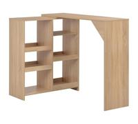 Helloshop26 Table Haute Mange Debout Bar bistrot avec Tablette Amovible chêne Beige 138 cm 0902048