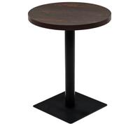 Table haute mange debout bar bistrot MDF et acier rond 60 cm frêne foncé marron Marron