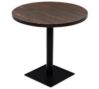 Table haute mange debout bar bistrot MDF et acier rond 80 cm frêne foncé marron