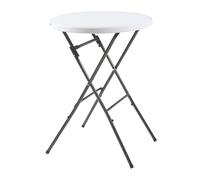 Helloshop26 Table Haute Pliante avec Plateau Rond 80 x 110 cm Blanc 03_0011084