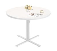 Helloshop26 Table Ronde Table de Cuisine pour 4 Personnes Style campagnard Surface résistante à l'eau 80 cm de diamètre 74,8 cm de Hauteur pour Salon Blanc Neige 12_0007680