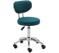 Helloshop26 Tabouret à Roulette avec Dossier 150 kg Turquoise Aluminium PVC Mousse synthétique Turquoise 14_0010100