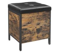 Helloshop26 Tabouret Banc avec Coffre de Rangement siège rembourré pour entrée Chambre Salon Cadre en Acier Montage Simple Surface en PU Style Industriel 50 cm Marron Rustique et Noir 12_0002772