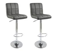 Helloshop26 Tabourets de Bar Design en synthétique Set de 2 Gris 19_0000456