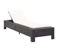 Helloshop26 Transat Chaise Longue Bain de Soleil avec Coussin Noir résine tressée 02_0012197
