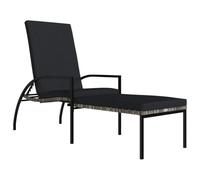 Helloshop26 Transat Chaise Longue Bain de Soleil lit de Jardin terrasse Meuble d'extérieur avec Repose-Pied résine tressée Gris 02_0012590