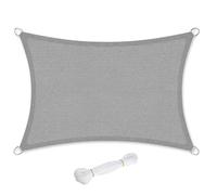 Helloshop26 Voile d'ombrage Toile tendu en HDPE 2 x 3 m Protection salaire extérieure Respirant pour Balcon terrasse Jardin Anthracite 12_0001730