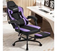 Hellove Chaise Gaming avec Repose-Pieds, Fauteuil de Jeu avec Appui-tête Ergonomique, Soutien Lombaire Réglable, Accoudoirs Synchronisés, Chaise de Bureau pour Gamer et Travail, Cuir PU Gris