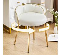 Hellove Tabouret Coiffeuse Pivotante Coquillages, Pouf Coiffeuse Cuir avec Pieds en Métal Doré, Chaise Rembourré Moderne, Charge 150kg Confort Stool Fille pour Salon & Chambre, Blanc