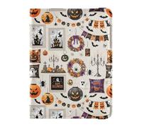 Helloween Étui portefeuille rétro en cuir imperméable avec motif citrouilles pour homme