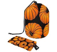 Helloween Pumkins 3_74 Trousse de toilette de voyage avec cordon de serrage et mini pochette à fermeture éclair pour femme, Multicolore 02, 9.9x6.9in/25.2x17.6cm;6x3.5in/15.2x8.8cm