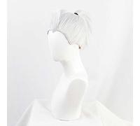 Helltaker Justice Cosplay Perruque courte blanche avec bonnet de perruque gratuit, pour fête de carnaval de Noël, taille unique, comme montré