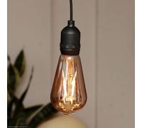 hellum 150407 Suspension à piles et télécommande ST64 Ø6,4x13,8 cm Ampoule dorée Intensité variable Rétro Lampe suspendue extérieure avec piles (4 x AA non incluses)