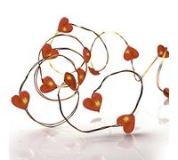 hellum 150612 Lot de 2 guirlandes lumineuses LED en forme de cœur avec 20 guirlandes lumineuses en forme de cœur pour intérieur Longueur éclairée 1,05 m Guirlande lumineuse LED avec piles (2 x AA)