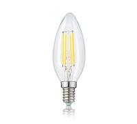 Hellum 207118 Ampoule LED à filament C35 E14 4 W équivalent à 37 W 420 lm Transparent Blanc chaud 2700 K Angle d'éclairage 330° 25000 heures Intérieur et extérieur, Verre, 3,5 x 3,5 x 10 cm