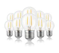 Hellum 209105 Lot de 10 ampoules LED E27 avec 2,5 W en remplacement des ampoules à incandescence de 25 W, mini globe 250 lm 2700 K E27 vintage blanc chaud Transparent