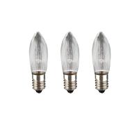 Hellum 3 Ampoules de rechange à filament, 12V 2,5W E10, 919233 | Ampoule de rechange E10 (Ø10 mm) pour guirlande lumineuse de 20 lampes d'intérieur, bougie striée 19 lm, entièrement striée