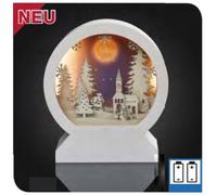 Hellum 522907 Décor à LED église en hiver et Père-Noël blanc chaud LED blanc émission de lumière indirecte, avec effet 3D