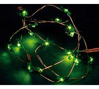 hellum 570847 Guirlande Lumineuse LED en cuivre - Sapin de Noël - 20 LED Vertes - Longueur de la lumière : 100 cm - Couleur du câble : cuivre - pour l'intérieur - Fonctionne avec Piles (2AA)