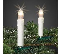 hellum 614022 Guirlande lumineuse pour sapin de Noël avec clip, 20 lumières blanches avec gouttes de cire, pour l'intérieur avec prise, longueur éclairée 760 cm, couleur du câble vert < 59 lumens