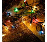 hellum 832075 Guirlande lumineuse d'intérieur à alimentation électrique, mini guirlande lumineuse 20 ampoules multicolores, 2,85 m, câble vert, guirlande lumineuse avec prise pour Noël