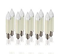 Hellum 905007 - Lot de 10 bougies de rechange 16 V, 4 W pour guirlande ou arc-boutant de 15 points lumineux - Pour sapin de Noël - Pour intérieur et extérieur - Ampoule E14, 16 V, 4 W, 34 lumens