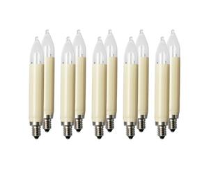 Hellum 908015 - Lot de 10 bougies de rechange 23 V, 3 W pour guirlande ou arc-boutant de 10 points lumineux - Pour sapin de Noël - Pour intérieur et extérieur - Ampoule E10, 23 V, 3 W, 22 lumens
