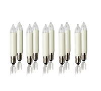 Hellum 933048 - Lot de 10 bougies de rechange 12 V, 3 W pour guirlande ou arc-boutant de 20 points lumineux - Pour sapin de Noël - Pour intérieur et extérieur - Ampoule E10, 12 V, 3 W, 22 lumens