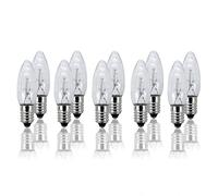 hellum 950014 Lot de 10 bougies de rechange, à filament, 8 V, 2 W, pour guirlandes lumineuses et arc-boutant, E10, diamètre : 10 mm, convient pour 30 points de combustion, 17 lumens, pour intérieur et