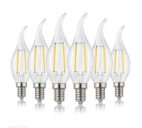 Hellum Ampoule à bougie E14 LED blanc chaud, ampoule E14 avec 250 lumens, lampe blanche chaude transparente avec culot, C35, LED remplace une incandescence de 40 watts, 2700 kelvins, 6 pièces 220704