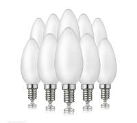 Hellum Ampoule LED bougie E14, lot de 10, 2,5W, remplace 25W, verre mat | Ampoule E14 flamme, petit culot à vis, LED filament vintage, forme bougie C35, blanc chaud 2700 K, 250 lm, verre mat, 220230