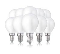 Hellum Ampoule LED E14 goutte G45, lot de 10, 4,5W, remplace 40W, mat | Ampoule LED E14 goutte G45, petit culot à vis, LED filament vintage, blanc chaud 2700 K, 470 lm, verre mat, lot de 10, 220384