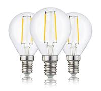 Hellum Ampoule LED E14, 3 pièces, 2,5W lampe LED blanc chaud en forme de goutte avec 250 lumens filament LED, E14 ampoule LED vintage G45 2700 Kelvin blanc chaud clair, 208108