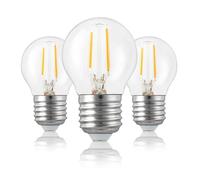 Hellum Ampoule LED E27 mini globe, lot de 3, 2,2W, remplace 25W, clair | Ampoule LED E27 mini globe, gros culot à vis, LED filament vintage, ampoule E27 blanc chaud 2700 K, 250 lm, 220391