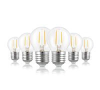 Hellum Ampoule LED E27 mini globe, lot de 6, 2,2W, remplace 25W, clair | Ampoule LED E27 mini globe, gros culot à vis, LED filament vintage, ampoule E27 blanc chaud 2700 K, 250 lm, 220810