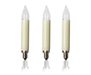 Hellum Bougies de rechange pour sapin de Noël Bougies d'intérieur et d'extérieur, 3 bougies à tige 12V 3W pour bougies d'une chaîne lumineuse à 20 feux, ø15mm E10/ 12V/ 3W/ 22Lumen 902037