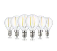Hellum E14 Ampoule LED blanc chaud Lot de 6, 2,2watts, G45Ampoule transparente en forme de goutte, ampoule à économie d'énergie remplace les ampoules E14 LED blanc chaud 25watts, 2700k et 250lm 220797