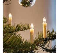 Hellum guirlande gouttes de cire, Made in Germany, bougies cannelées clip, 20 lumières, longueur éclairée 13,3 m, blanc chaud, tige ivoire, intérieur, prise séparée, pas LED <59lm 812077