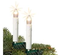 Hellum guirlande intérieure avec prise, 20 bougies blanches avec goutte et clip, guirlande de sapin claire, 7,6 m éclairé, espacement 40 cm, câble vert, <59 lm, 612011