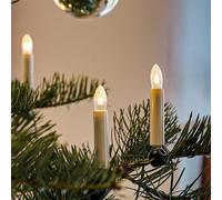 Hellum guirlande LED sapin, Made in Germany, éclairage arbre clip, 20 lumières, longueur éclairée 13,3 m, câble vert, blanc chaud, tige ivoire, intérieur, prise séparée, <59lm 812046