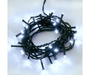 Hellum Guirlande lumineuse 40 LED, guirlande extérieure 3,9 m, chaîne lumineuse LED avec prise avec minuterie, lumière froide, câble vert <59 lm 151909