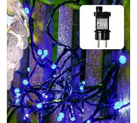Hellum Guirlande lumineuse 40 LED pour l'extérieur ou l'intérieur I avec minuterie I Guirlande lumineuse couleur bleue I avec câble en vert <59 lm I 577310