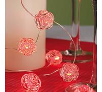 Hellum guirlande lumineuse avec roses et 20 LED rouges, guirlande lumineuse pour intérieur avec 190 cm de longueur, batterie avec câble argenté, décoration pour la Saint-Valentin, 2 pièces 151572