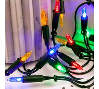 hellum Guirlande lumineuse colorée à l'intérieur de 35 m - Longueur d'éclairage : 5,1 m - Guirlande lumineuse colorée pour sapin de Noël intérieur - Câble vert - 35 ampoules de rechange - Alimenté par